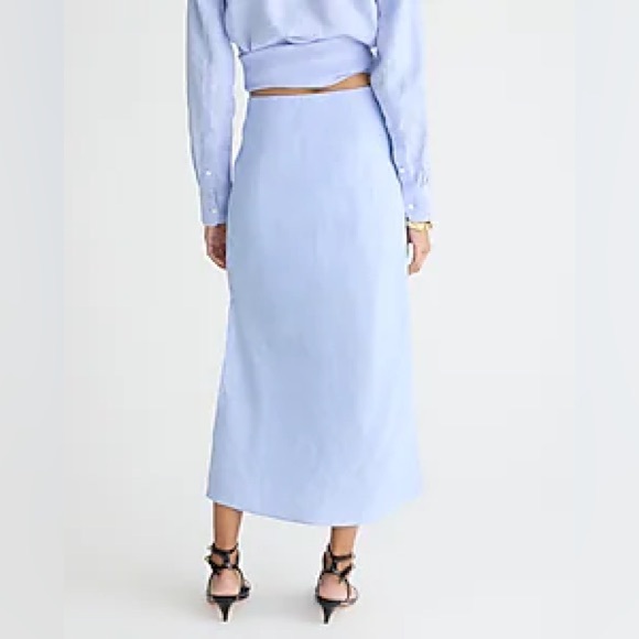 JCrew French Blue Gwyneth slip skirt in linen - Picture 3 of 5